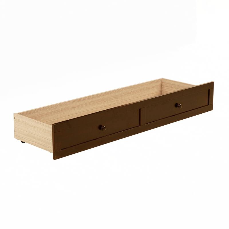 Pine Wood Cabinet Bed with Rattan Decoration and Storage Drawer
