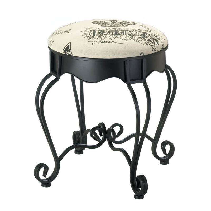 20.5" Black and Ivory White Royal Paris Stool