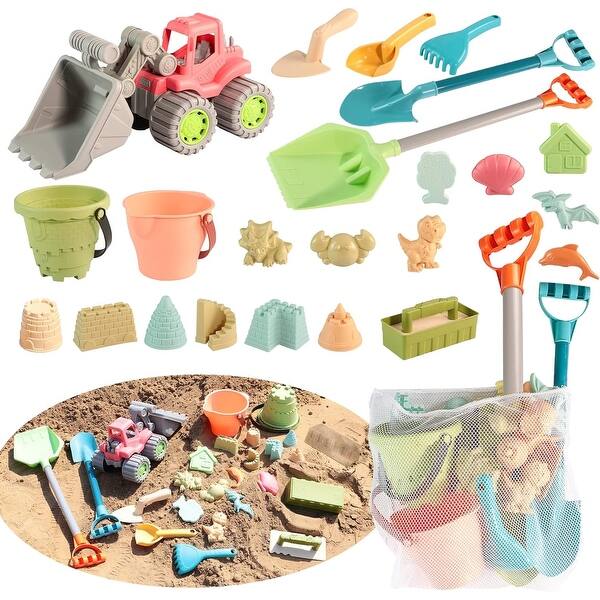 slide 2 of 3, 24-Piece Collapsible Beach Sand Toys Set for Kids Multi
