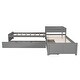 preview thumbnail 16 of 25, Double Twin Pine L-shaped Platform Bed with Convertible Trundle, Drawers, Built-in Desk