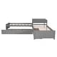 preview thumbnail 27 of 55, Twin Size L-Shaped Upholstered Platform Bed with Trundle and Two Drawers Linked, Solid Pine Wood Bed Frame, Built-in Desk