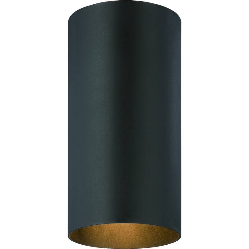 Volume Lighting 1-Light Black Outdoor Cylinder Flush Mount