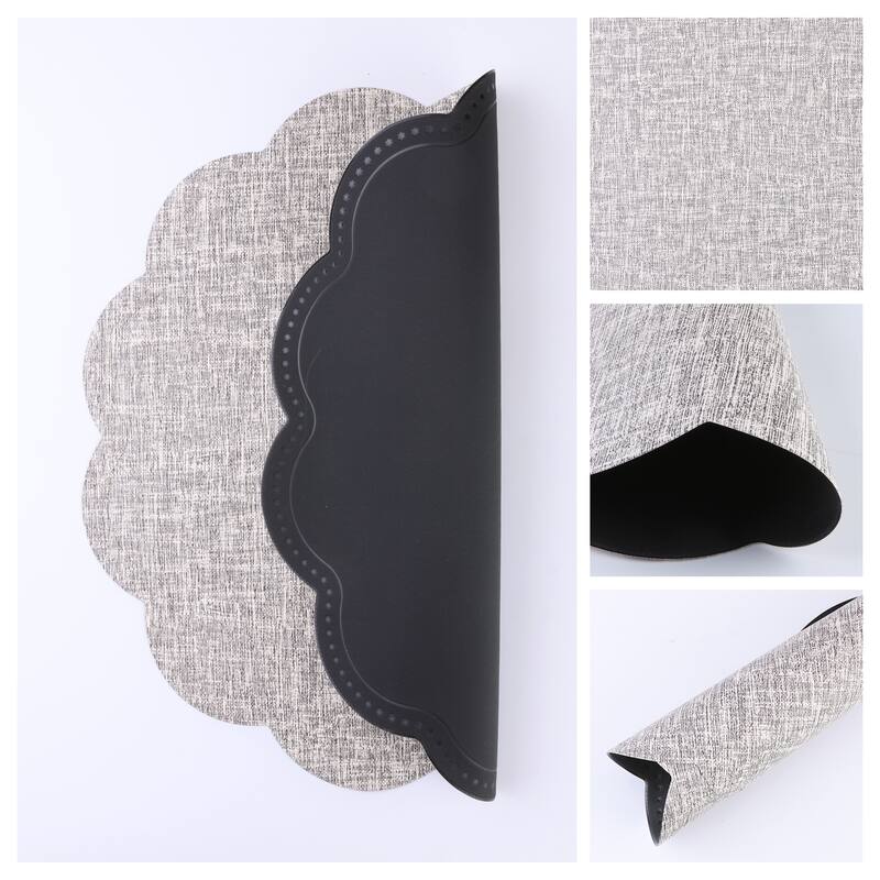 Placemats Set of 6 Flower Placemats for Kitchen Dining Table Decor Heat Resistant Table Placemats Wipeable Table Mat - 15*15in - Gray
