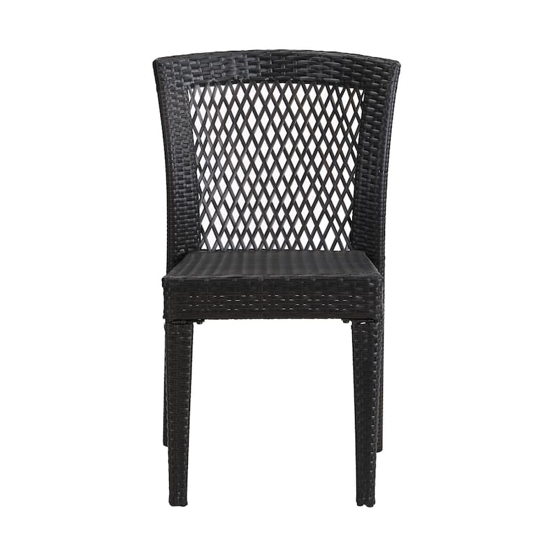 Outdoor Dining Chairs Set of 2, Stackable Chairs with UV-Resistant PE Rattan and Steel Frame, for Patio, Garden, Balcony