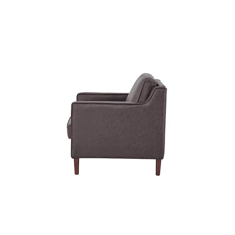 Sedona Modern Accent Chair, Faux Linen / Vegan Leather Armchair