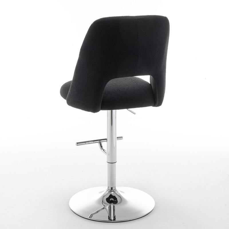 Best Quality Furniture Adjustable Textured Fabric Barstools with Chrome Finish Base (Set of 2)