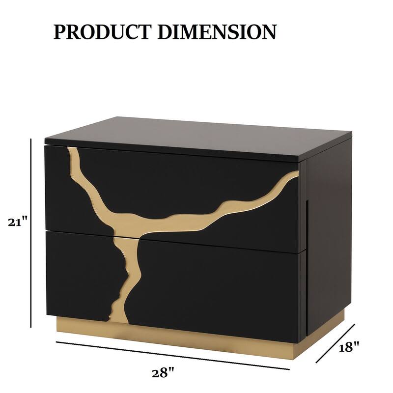 Contemporary Style 1pc Nightstand Gold Paint Pattern French