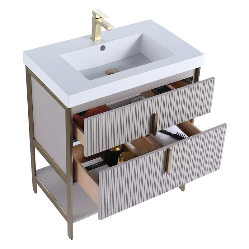 Fine Fixtures Serenity Modern Bathroom Vanity with White Gel Acrylic Top