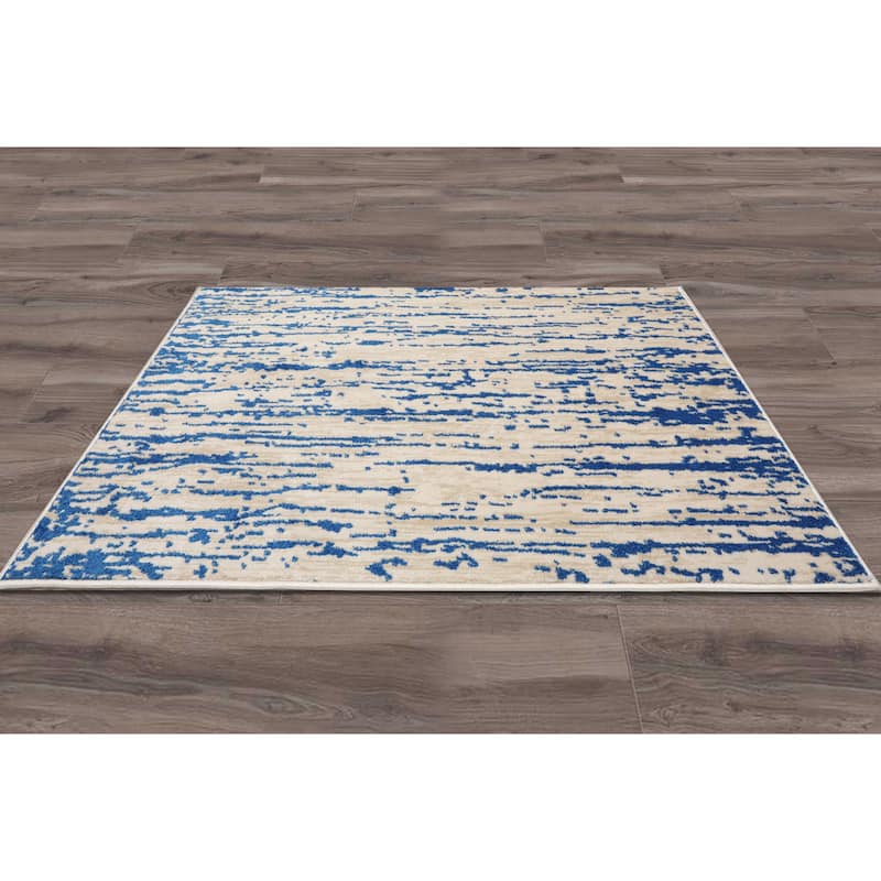 Gray Polypropylene Lisette Modern Oriental Area Rug