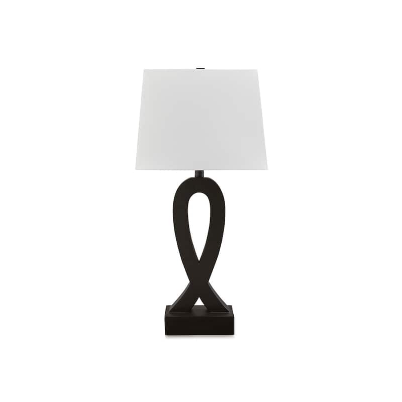 29 Inch Table Lamp Set of 2, Black Sculptural Solid Base, Empire Hardback