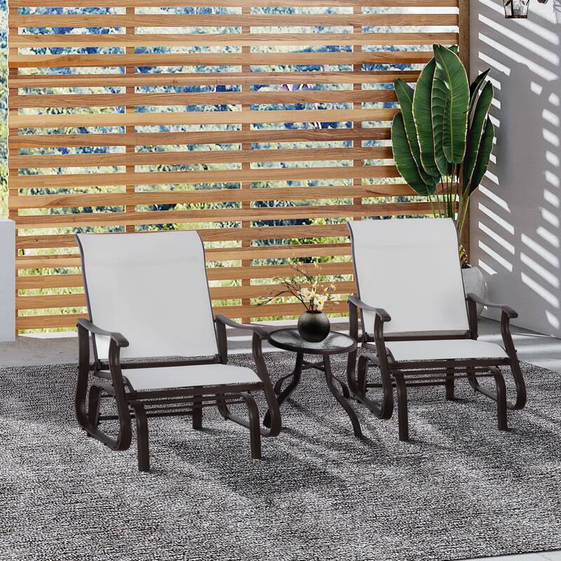 Outsunny Outdoor Glider Chair, Gliders for Outside Patio with Steel Frame and Mesh Fabric for Backyard, Garden, and Porch