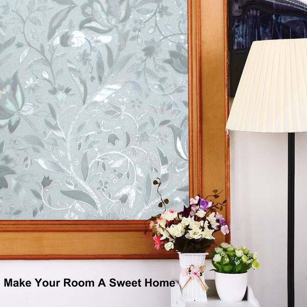 Shop Pvc Floral Pattern 3d Privacy Anti Uv Glass Window Films 78 7
