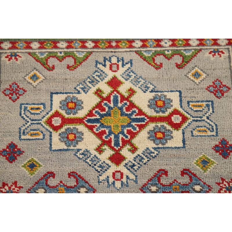 Grey Kazak Foyer Rug Handmade Wool Carpet - 2'6" x 4'1"