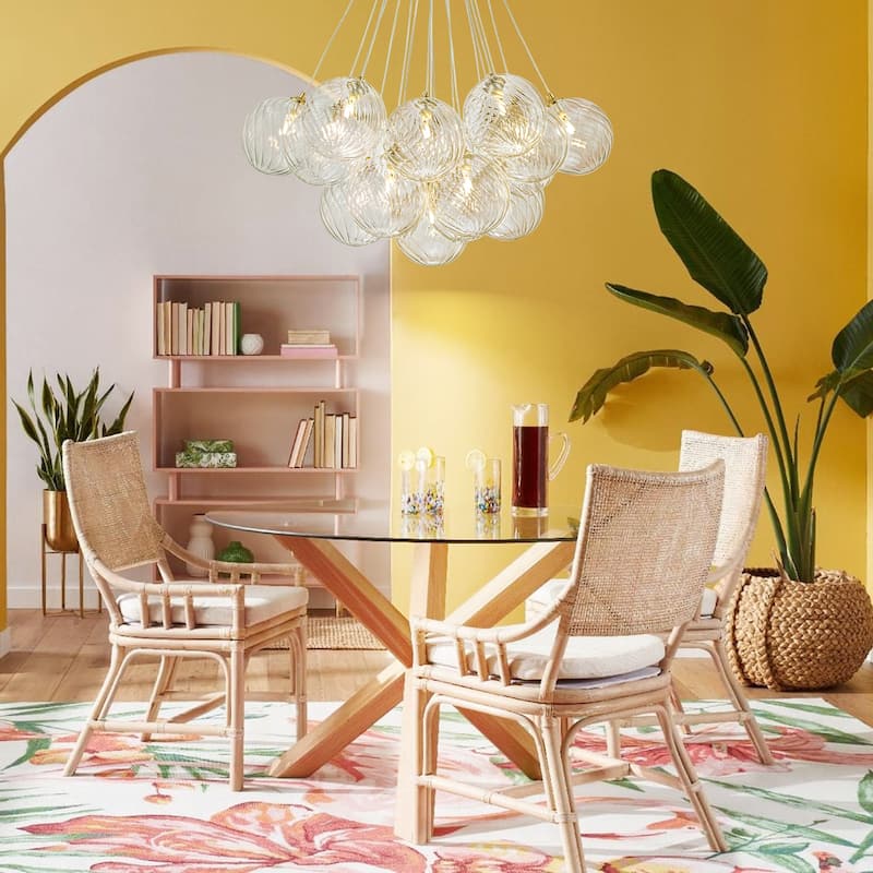 13/ 19-Light Modern Glam Gold Sputnik Cluster Swirled Glass Globe Bubble Chandelier for Dining Room