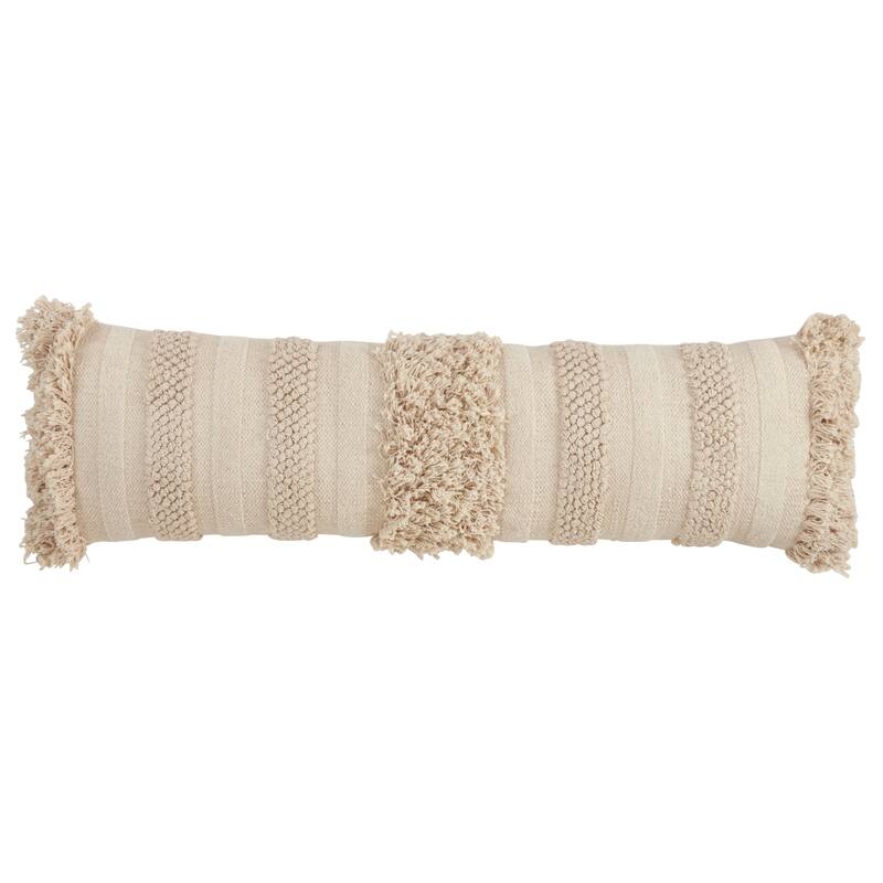 Down Filled Fringe Stripe Throw Pillow