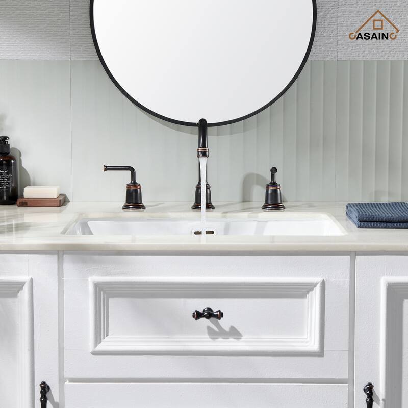 8 in. Widespread Double Handle Bathroom Faucet with Drain Kit Included