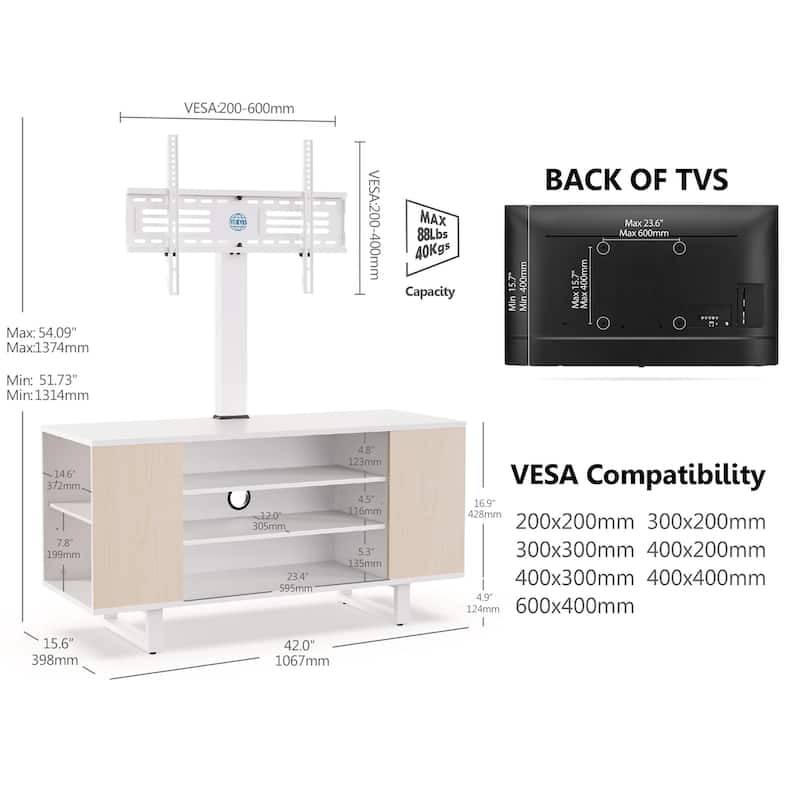 FITUEYES Modern TV Stand for 32-70 inch TVs with Open Shelves Media Console