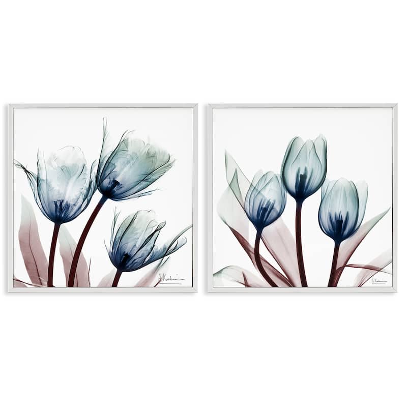 Stupell Vibrant Blue Tulips Framed Giclee Art Design By Albert Koetsier (Set of 2) - 12 x 12 - White