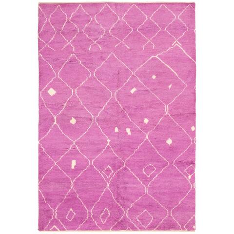 ECARPETGALLERY Hand-knotted Arlequin Violet Wool Rug - 6'3 x 9'0