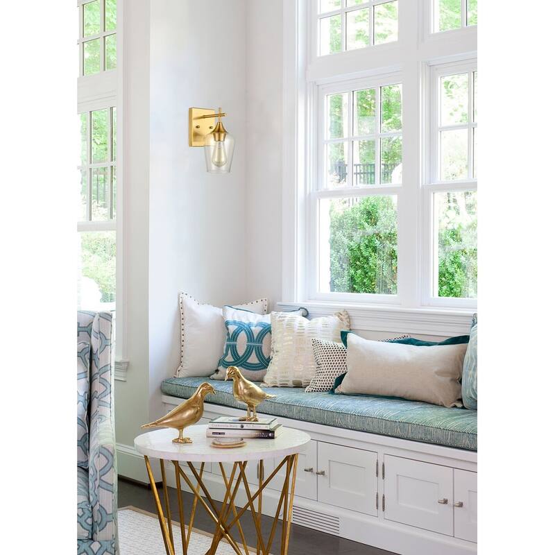 Angers Modern Simplicity 1-Light Clear Glass Wall Sconce Industrial Bathroom Vanity Lighting