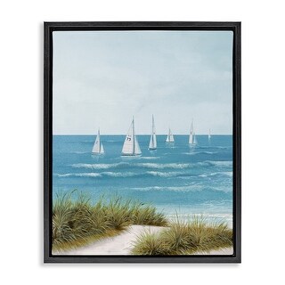 Stupell Sail Away Beach Seascape Framed Floater Canvas Wall Art Design ...