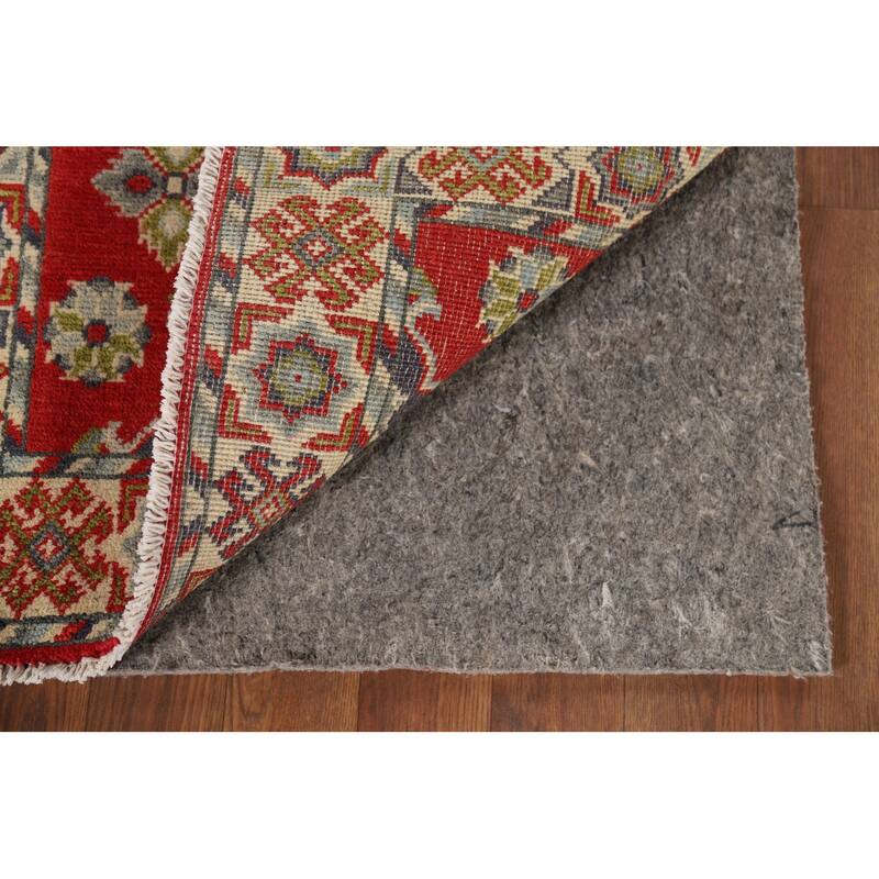 Red Kazak Oriental Foyer Rug Hand-Knotted Geometric Wool Carpet - 2'0" x 3'1"