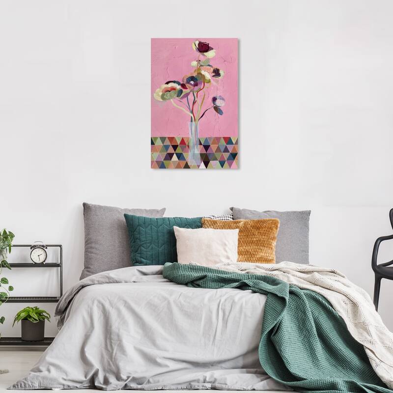 Wynwood Studio Canvas Floral and Botanical Floral Vase Abstract I Pink and Dark Pink Modern & Contemporary Wall Art Canvas Print - 36 x 24