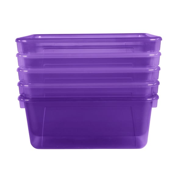 School Smart Translucent Cubby Bin, Small, 12 x 8 x 5 Inches, Candy Violet, Pack of 5