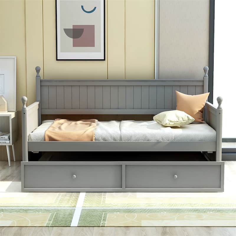 Harper & Bright Designs Twin Size Wood Daybed with Twin Size Trundle