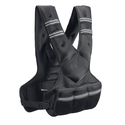 Black Neoprene Adjustable Weighted Vest 20 to 32 lbs with Reflective Strips - 32 Lbs