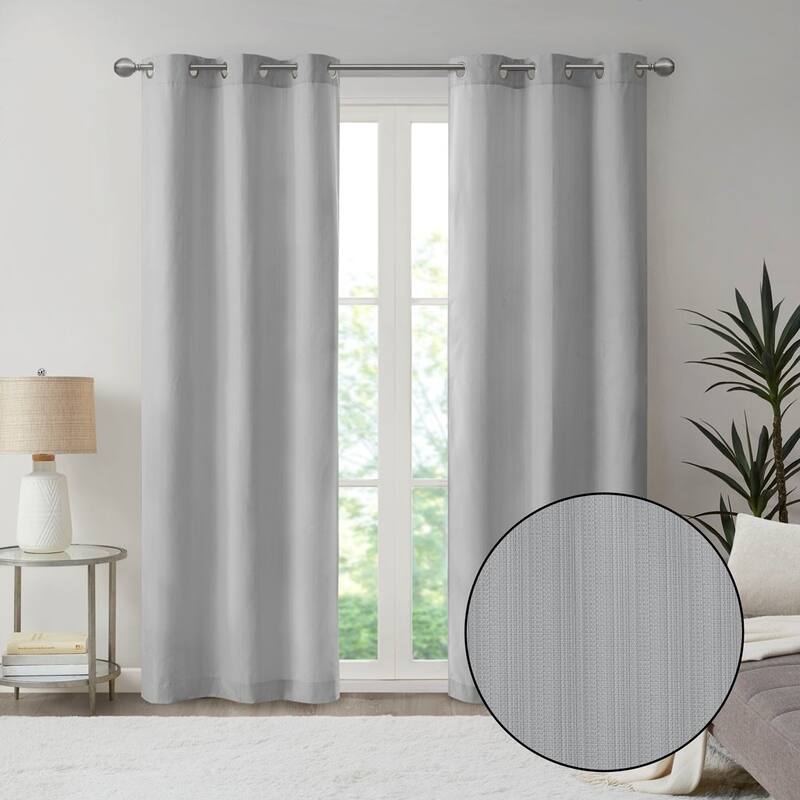 Basketweave Room Darkening Curtain Panel Pair(2 Pcs Window Panels)