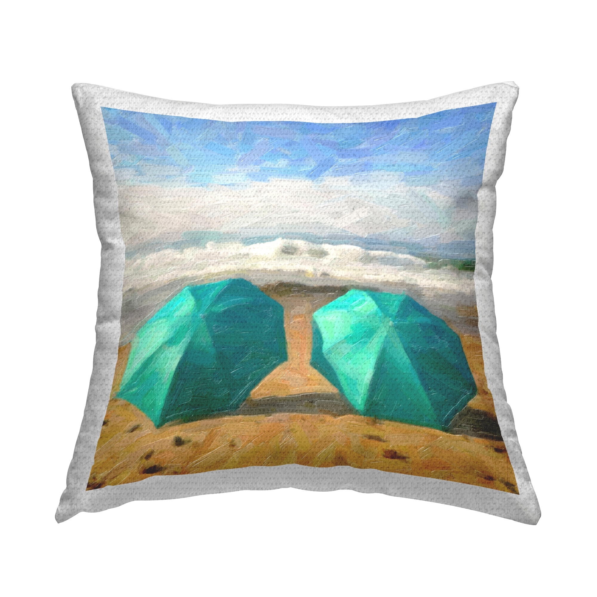 Stupell Beach Umbrellas Ocean Waves Printed Outdoor Throw Pillow Design by Graffi*Tee Studios