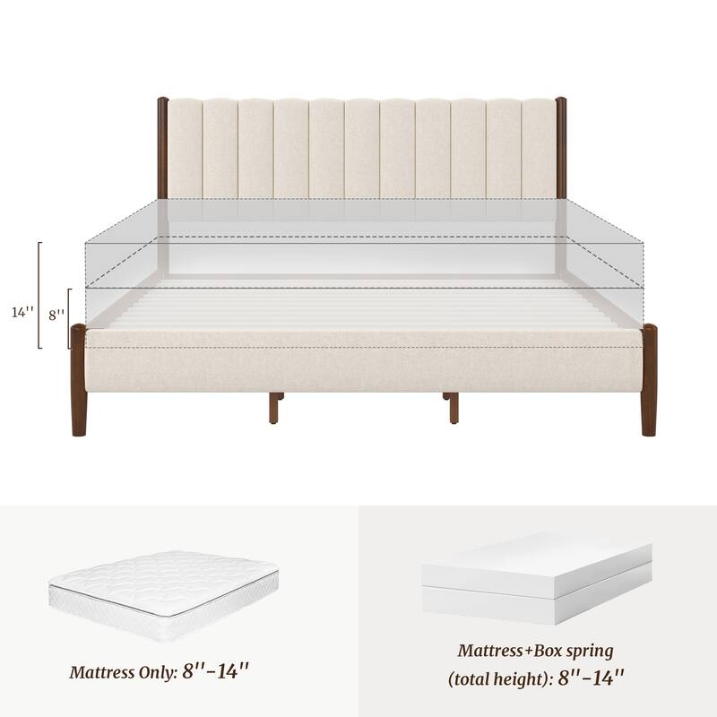 The Modern And Simple Solid Wood Bed In A Deep Walnut Tone Is Stable And Load-Bearing