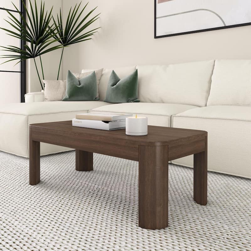 Plank and Beam Contour Rectangular Coffee Table - 40" - Walnut