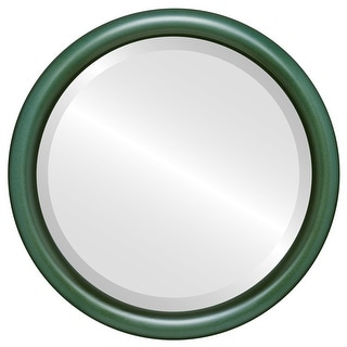 Pasadena Framed Round Mirror in Hunter Green - Green/Brown