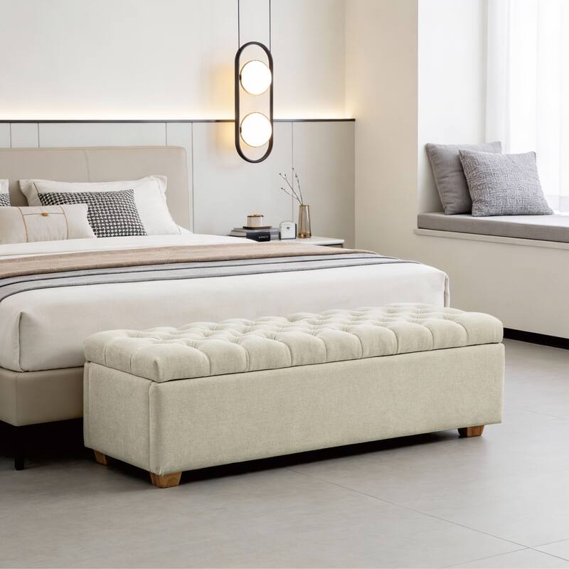 60.24" Wide Modern Upholstered Storage Bench,Entryway Bench,End of Bed Bench