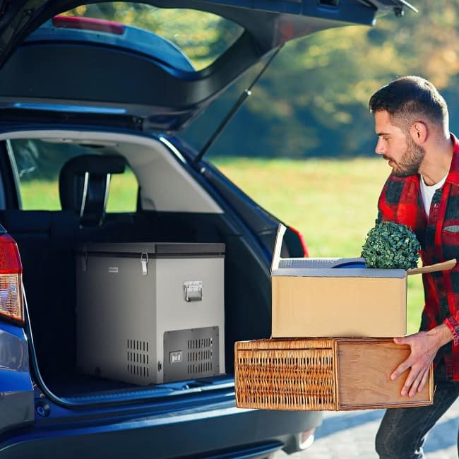 68 Quart Portable Car Refrigerator with Powerful Compressor and Ultra-Silent Cooling for Outdoor Trips