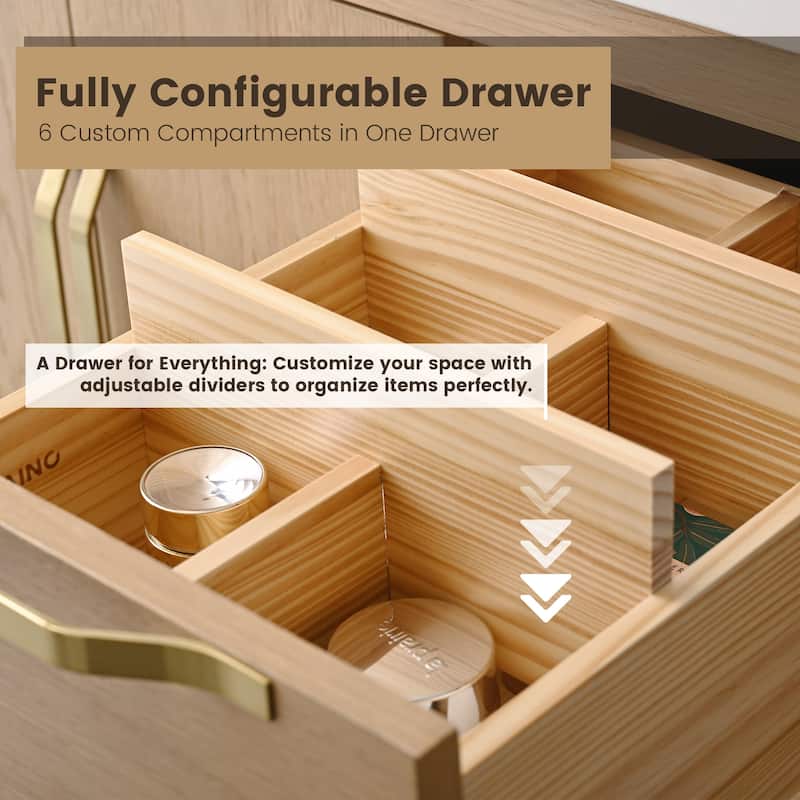 60" Freestanding Double-Sink Bathroom Vanity with Engineered Stone Top, Built-In Power Outlet, and Hair Dryer Storage