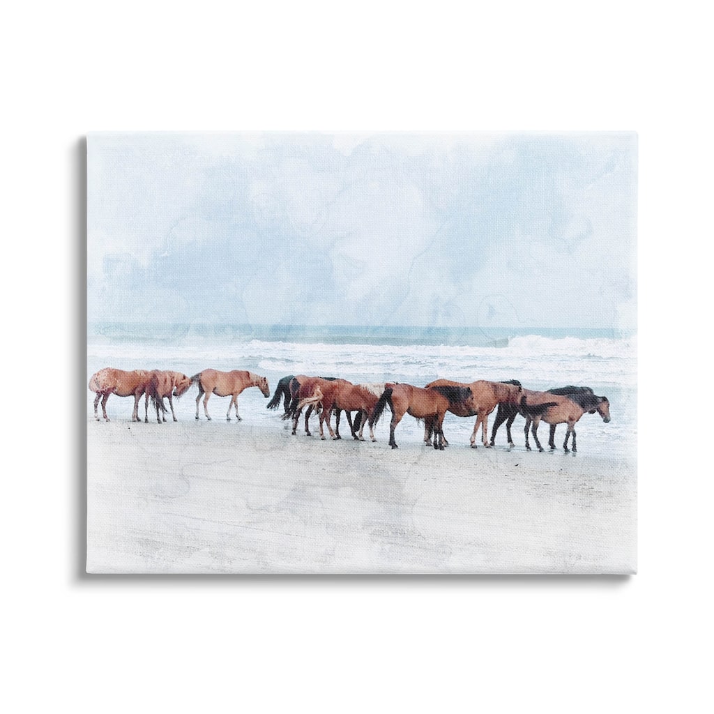 Stupell Horse Herd Grazing Beach Shore Canvas Wall Art by Lil' Rue