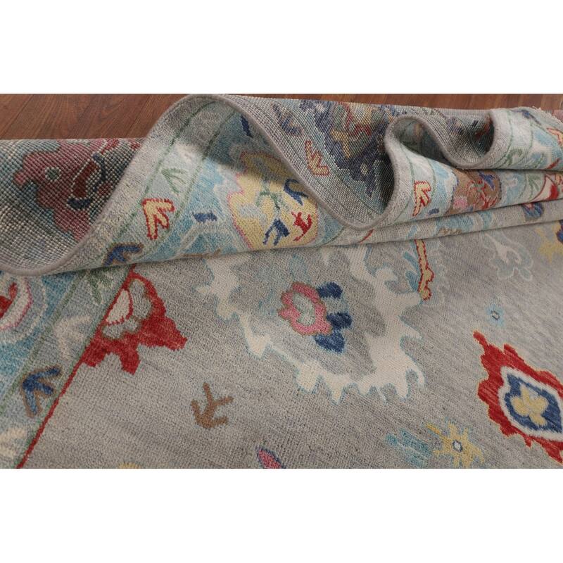 Floral Oushak Oriental Area Rug Handmade Wool Carpet - 8'11" x 11'6"