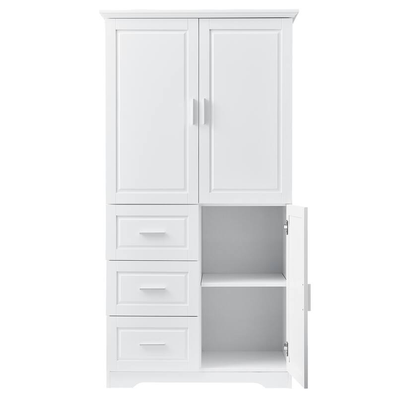 GDFStudio - Avery Tall and Wide Storage Cabinet with Drawers and Adjustable Shelves