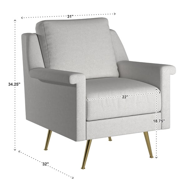 Cade Grey Fabric Accent Chair with Gold Metal Legs by iNSPIRE Q Modern