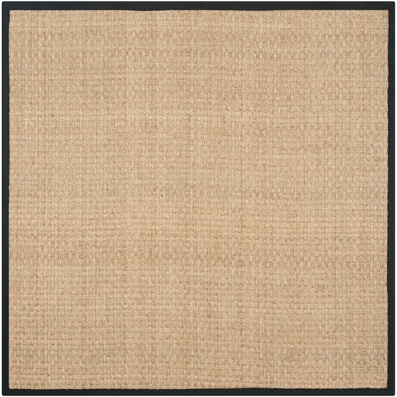 SAFAVIEH Natural Fiber Zymryd Basketweave Seagrass Rug - 7' Square - Natural/Black