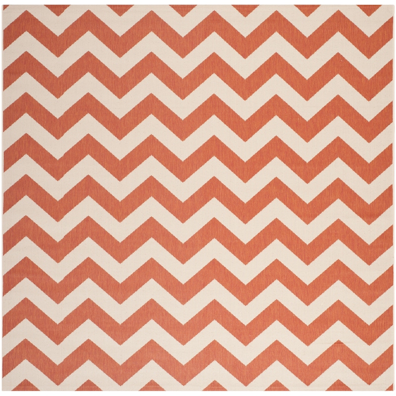 SAFAVIEH Courtyard Reeta Indoor/ Outdoor Waterproof Patio Backyard Rug - 7'10" Square - Terracotta/Beige