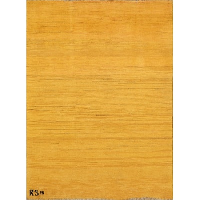 Yellow Gabbeh Oriental Foyer Rug Hand-Knotted Wool Carpet - 3'3"x 3'10"