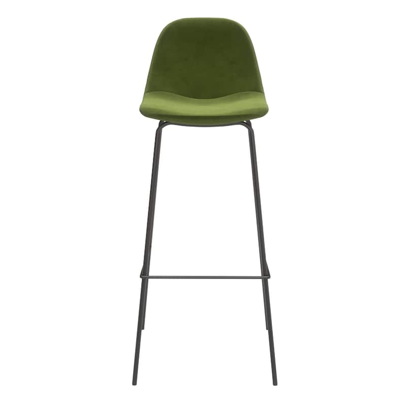 Maxine Velvet Bar Height Stools Black Legs (Set of 2)