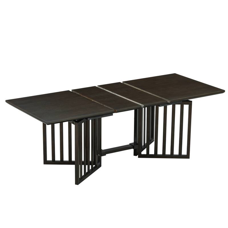 9-Piece Extendable Farmhouse Dining Table Set with Slatted Legs, Upholstered Chairs, and Durable Construction
