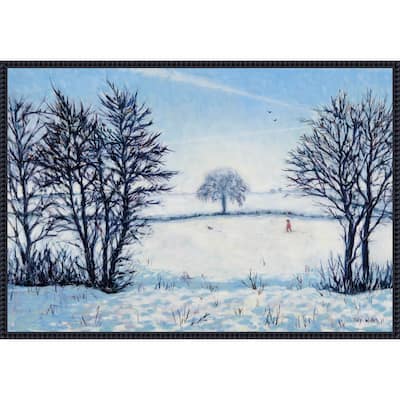 A Snowy Winters Walk by Tilly Willis Framed Canvas Wall Art Print - Sylvie Beaded Black