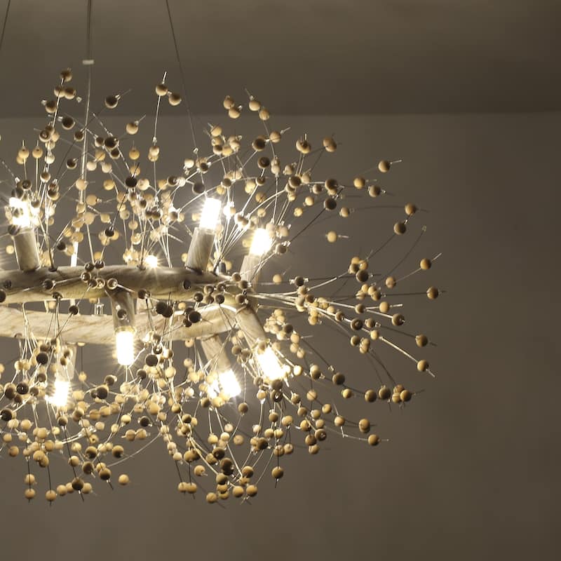 12/20 - Light Modern Glam Sputnik Wagon Wheel Crystal Chandelier for Entryway, Living Room(Bulbs Included)