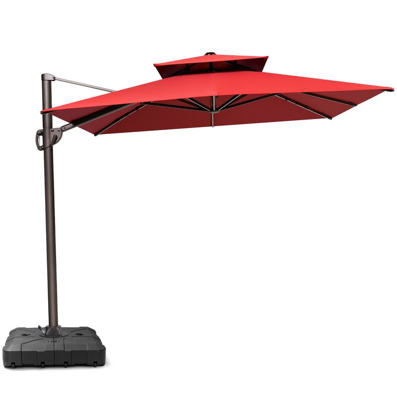 Outdoor 9 x 11 ft Double Top Patio Cantilever Umbrella with Base